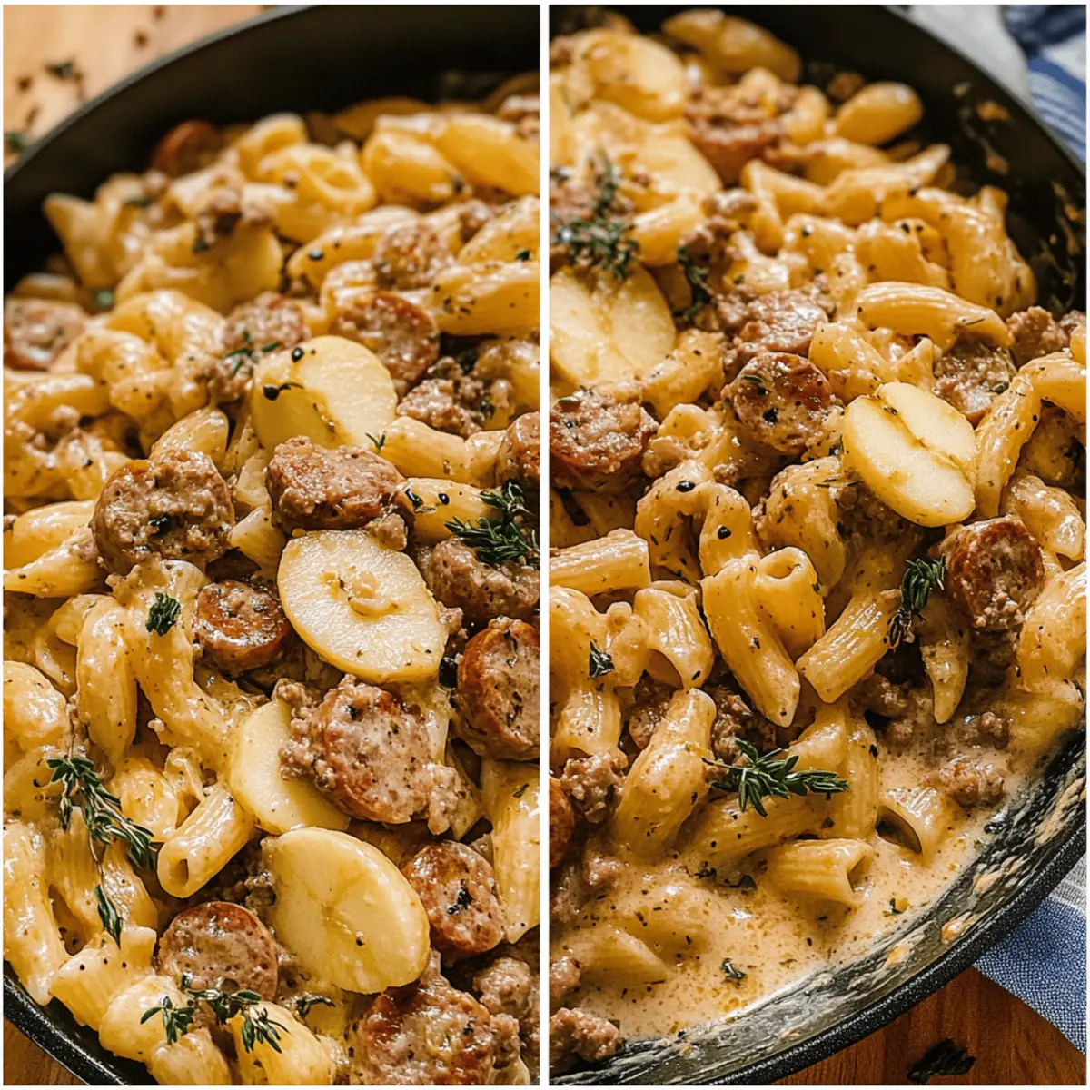 Creamy Apple Gouda Sausage Pasta recipe