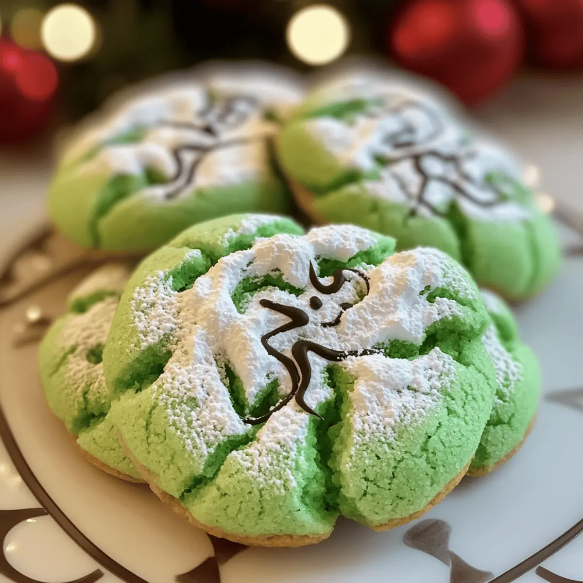 Grinch Crinkle Cookies