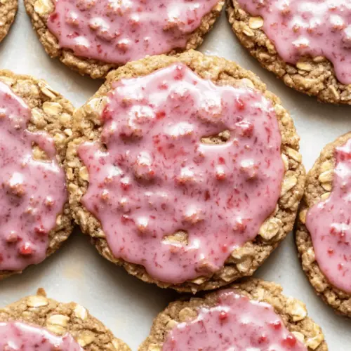 Strawberry Iced Oatmeal Cookies