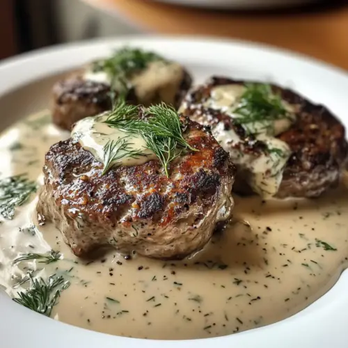 Hamburger Steaks in Creamy Dill Sauce