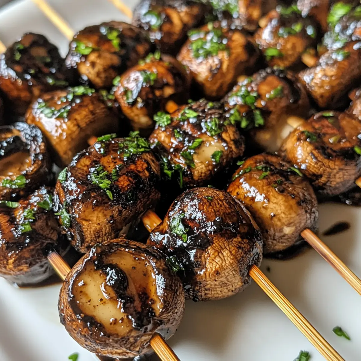 Balsamic Garlic Grilled Mushroom Skewers
