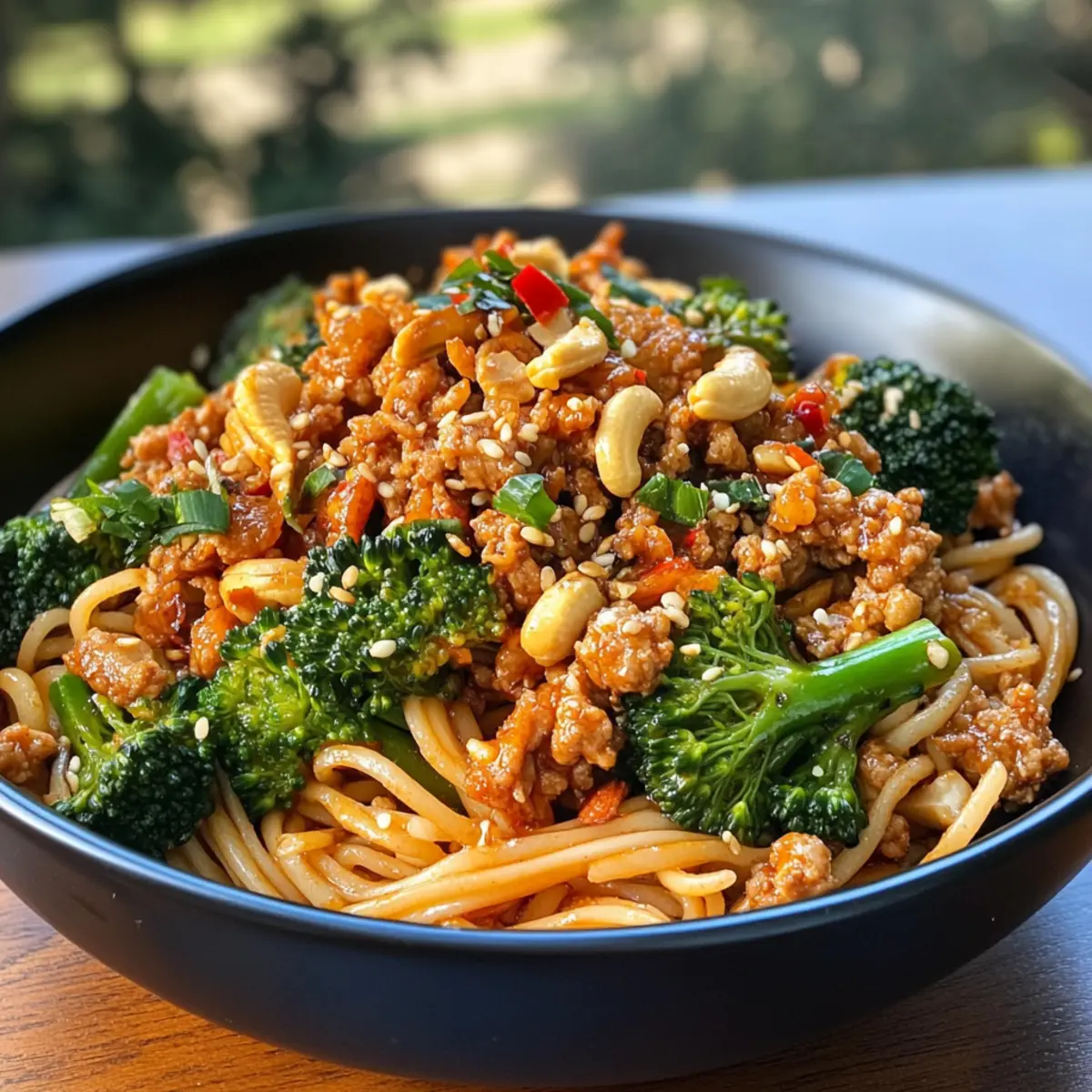 Crispy Pork Dragon Noodles with Broccolini