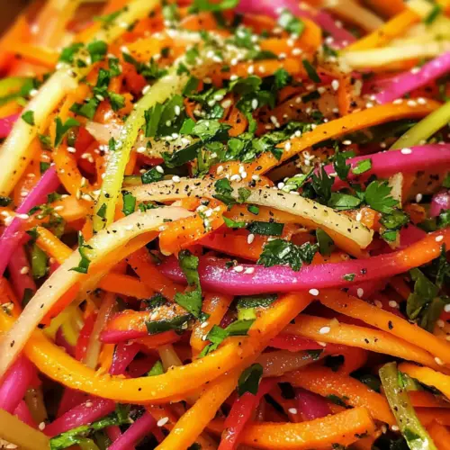 Shaved Rainbow Carrot Sesame Salad
