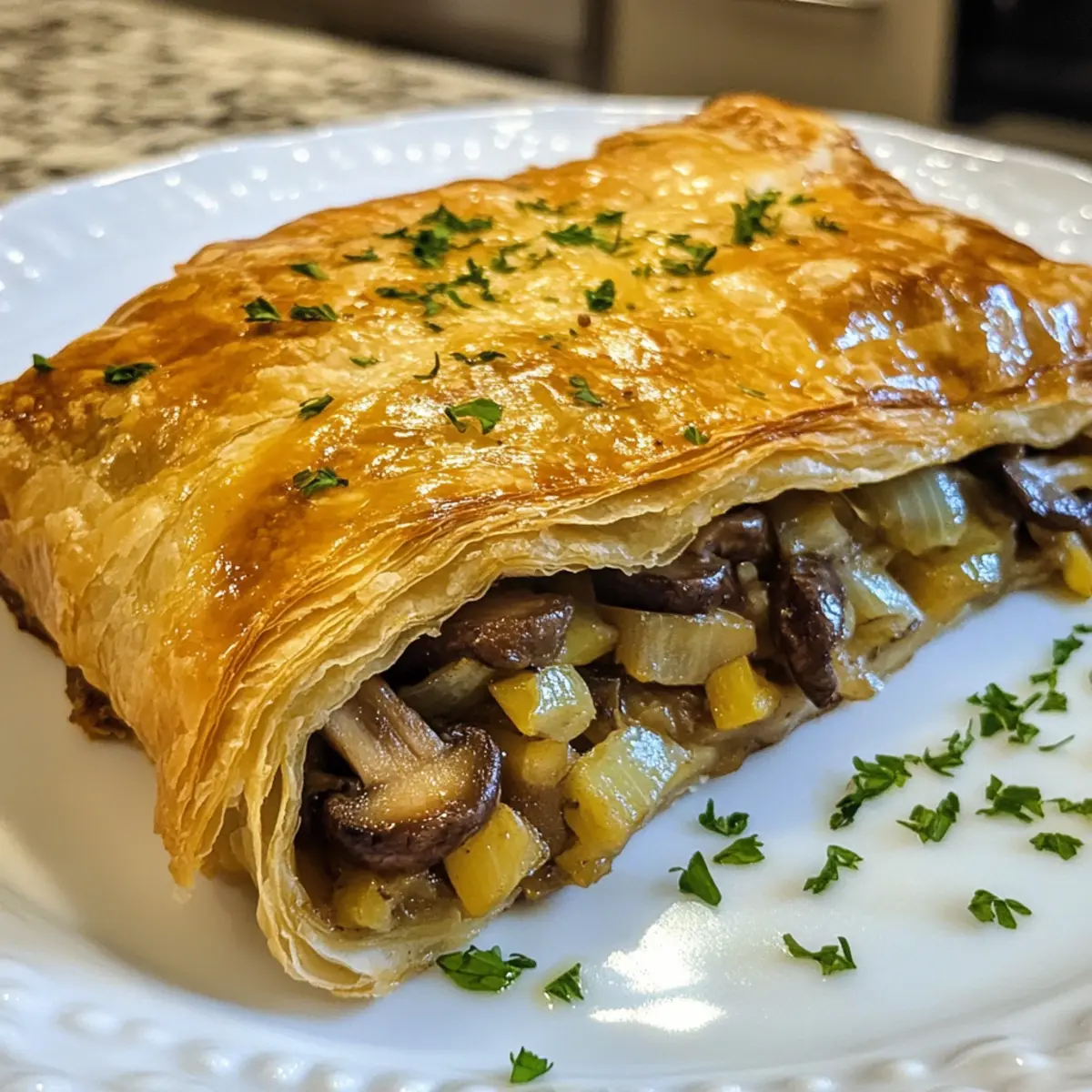 Mushroom Strudel with Leeks and Parmesan Cheese