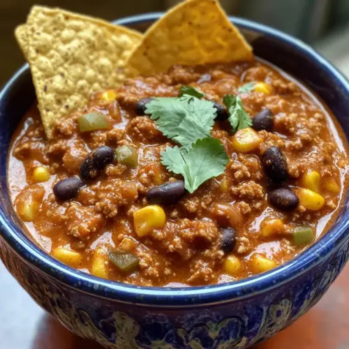 Cheesy Ground Beef Enchilada Chili