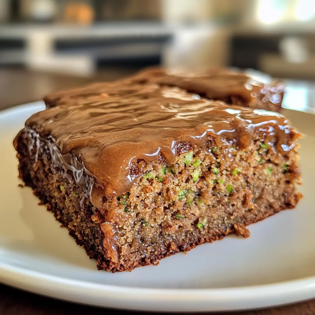 Sweet Glazed Zucchini Cake with Brown Sugar Icing