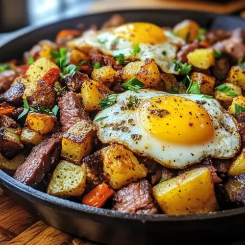 Crispy Smoked Brisket Hash with Runny Eggs