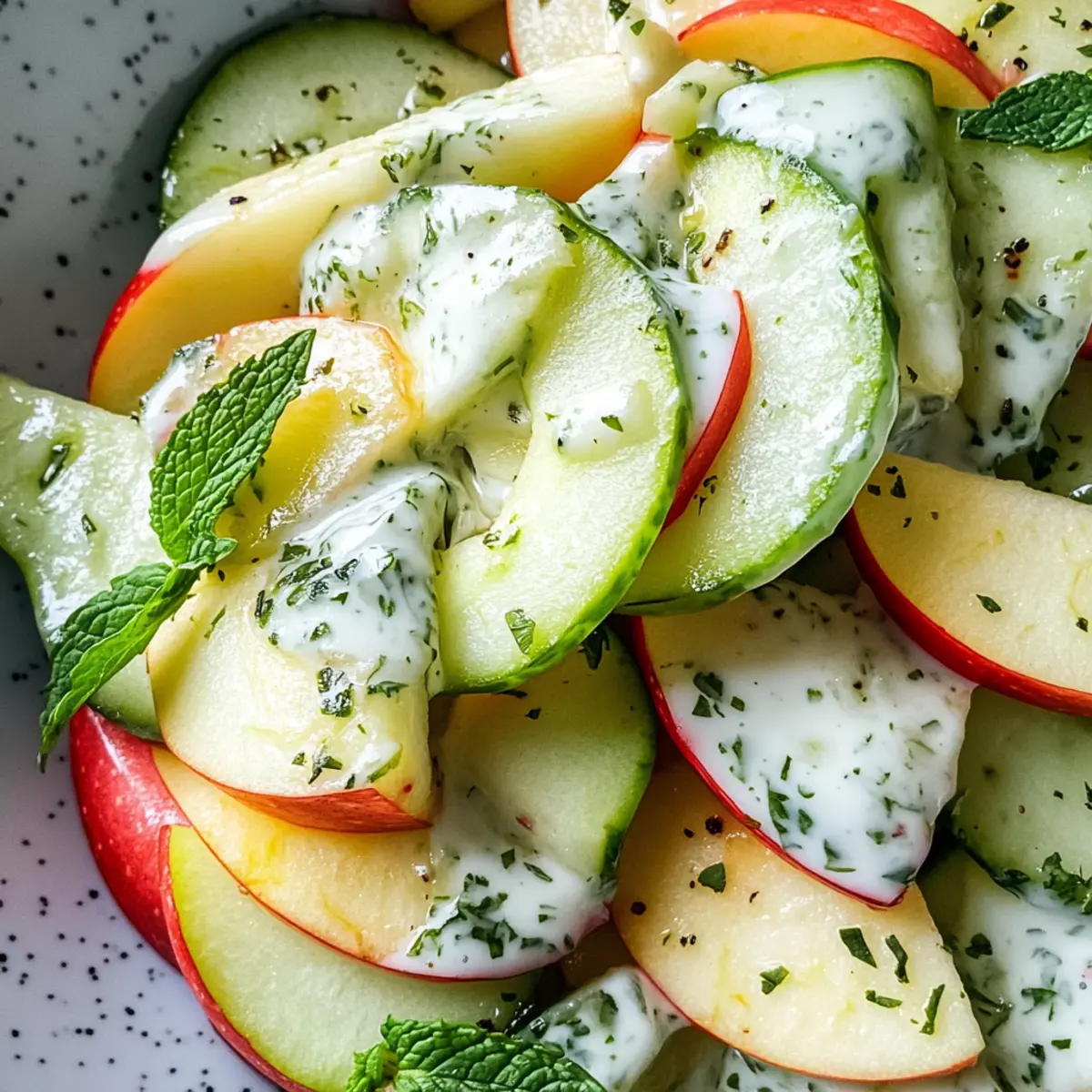 Apple Cucumber Salad with Creamy Mint Yogurt Dressing