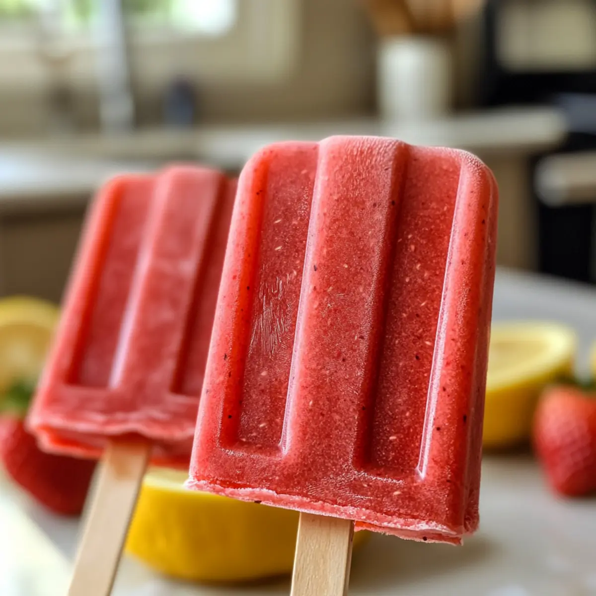 No-Bake Firecracker Strawberry Lemonade Popsicles