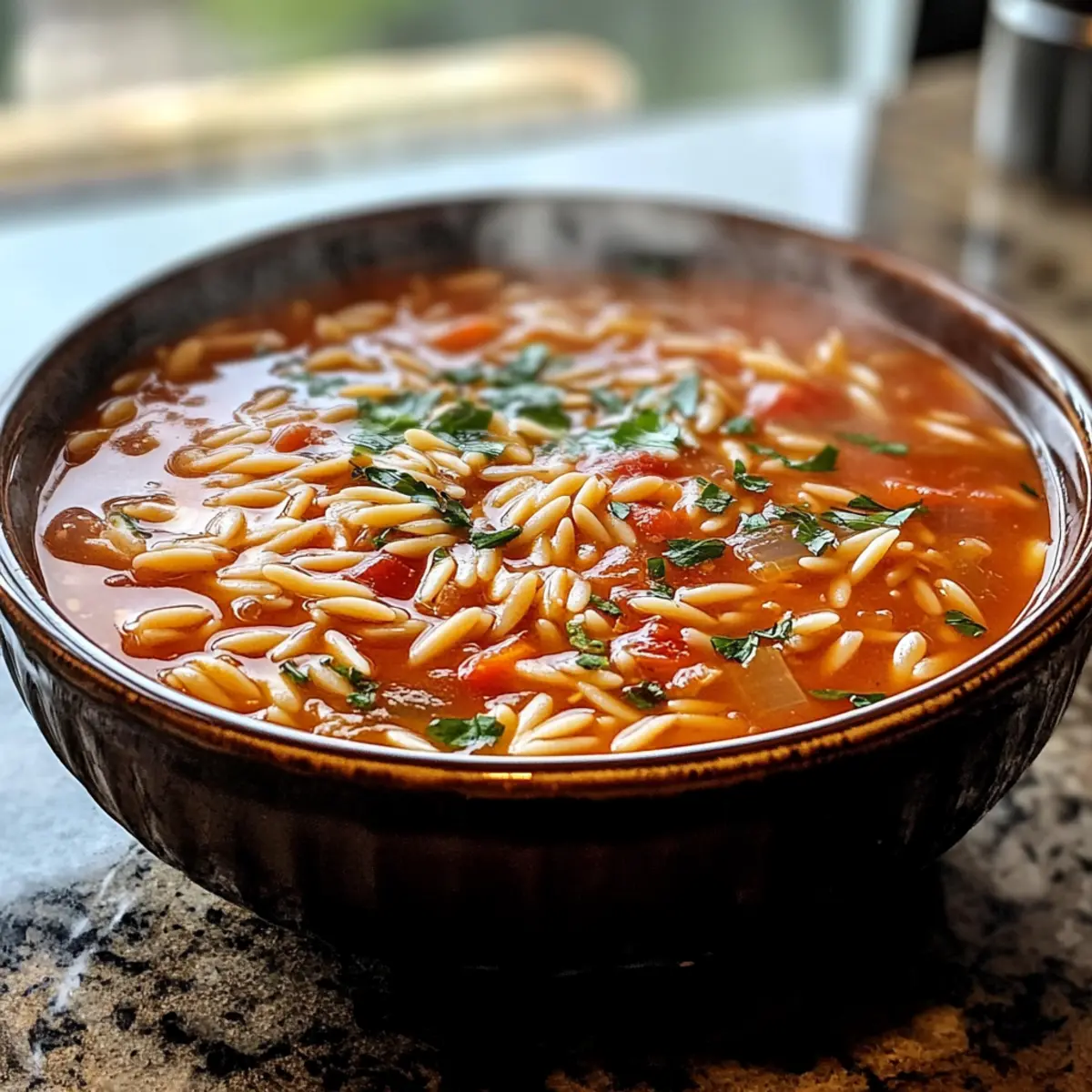 Greek Tomato & Orzo Soup