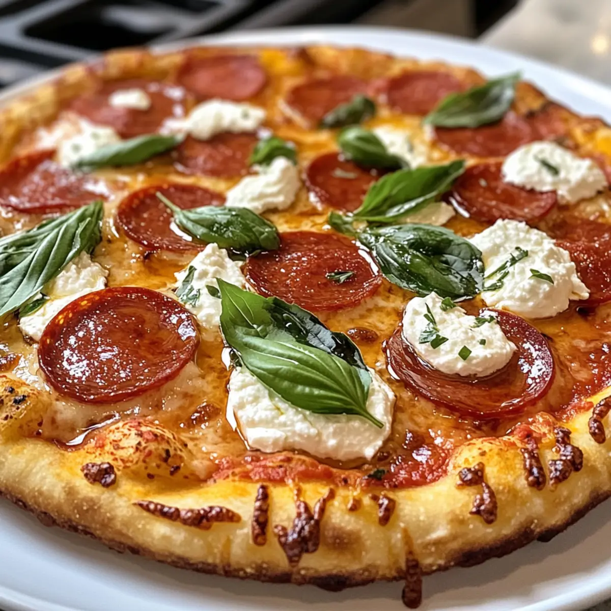 Hot Honey Pepperoni Ricotta Pizza